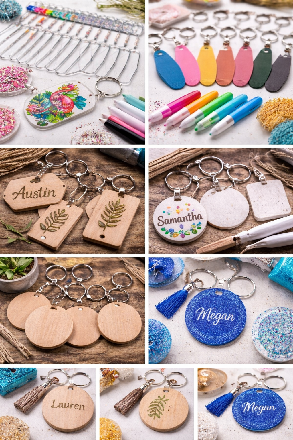 Wooden rectangle keychain