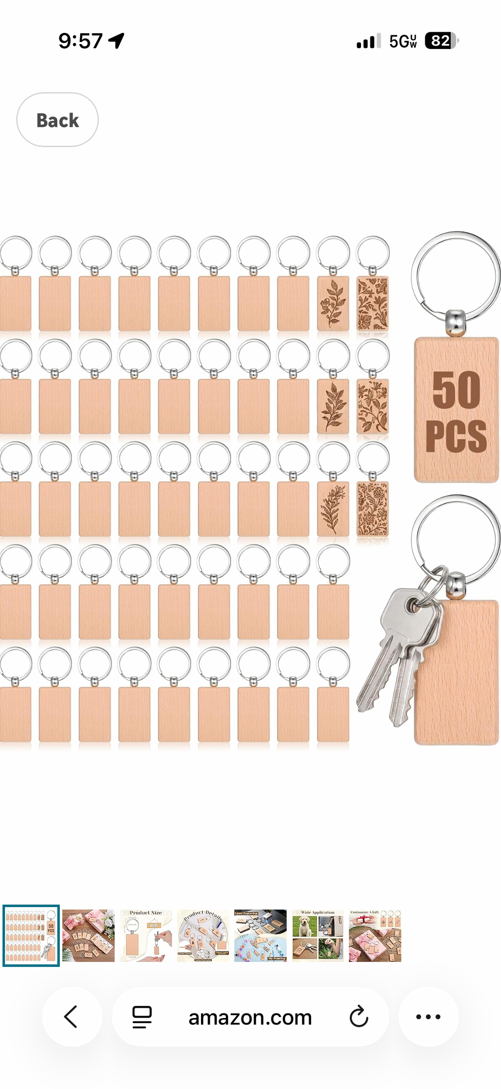 Wooden rectangle keychain